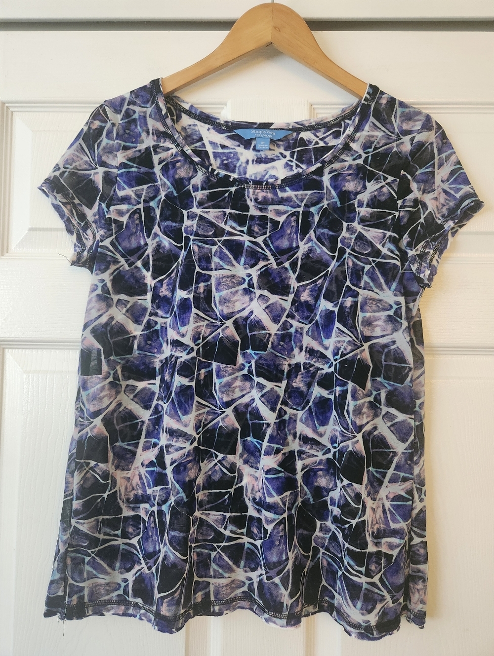 Simply Vera Vera Wang Purple Mosaic Short-Sleeve Tee - Women's Medium